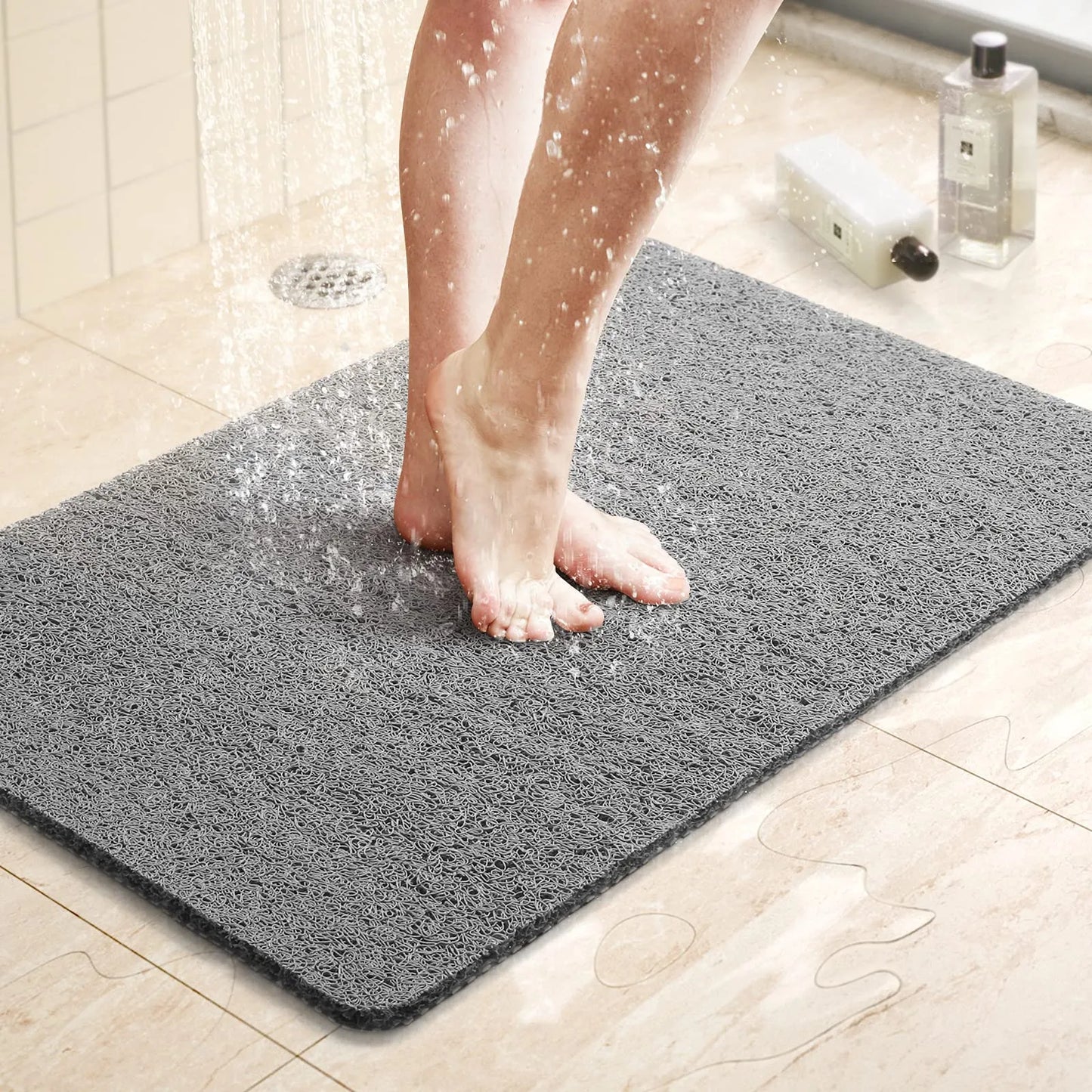 Non-Slip Shower Mat with Quick Drying PVC Loofah