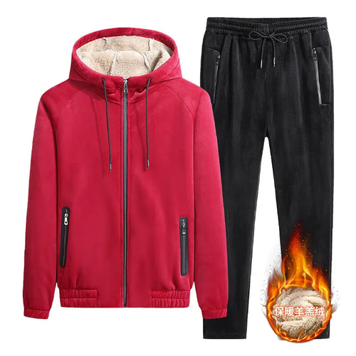 Hooded Fleece Sweatshirt+Pant 2-piece Tracksuit