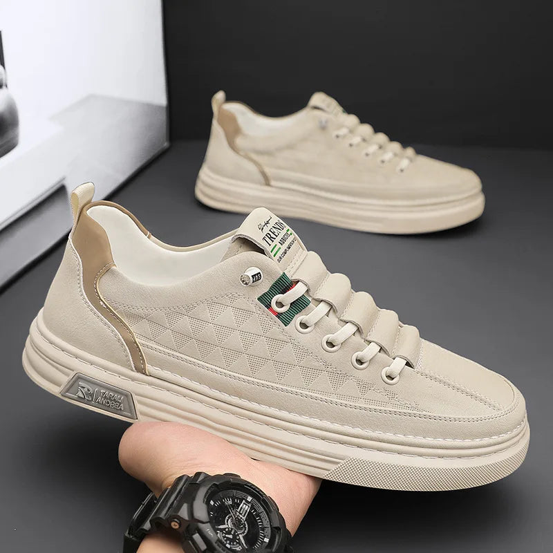 Men 2024 New Breathable Leather Slip on Flats