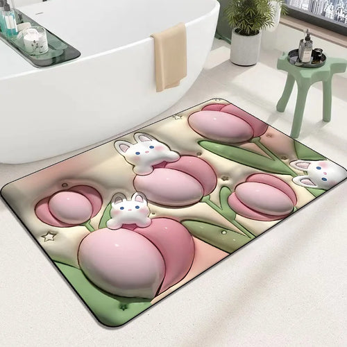 Soft Diatom Mud Carpet 3D Expansion Small Flower Floor Mat