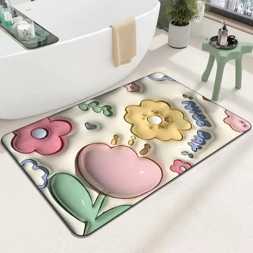 Soft Diatom Mud Carpet 3D Expansion Small Flower Floor Mat
