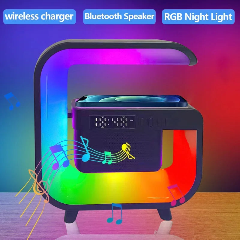Multifunction Wireless Charger Stand Bluetooth 5.0 Speaker FM TF RGB