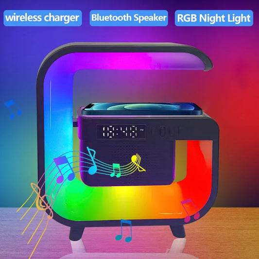 Multifunction Wireless Charger Stand Bluetooth 5.0 Speaker FM TF RGB