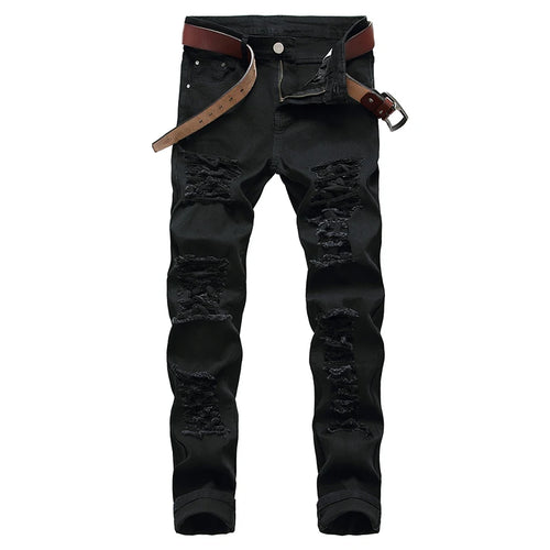 Men's Ruined Hole Denim Jeans
