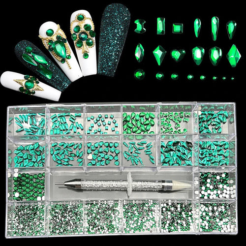 2800pcs Luxury Shiny Diamond Nail Art Rhinestones Crystal Decorations
