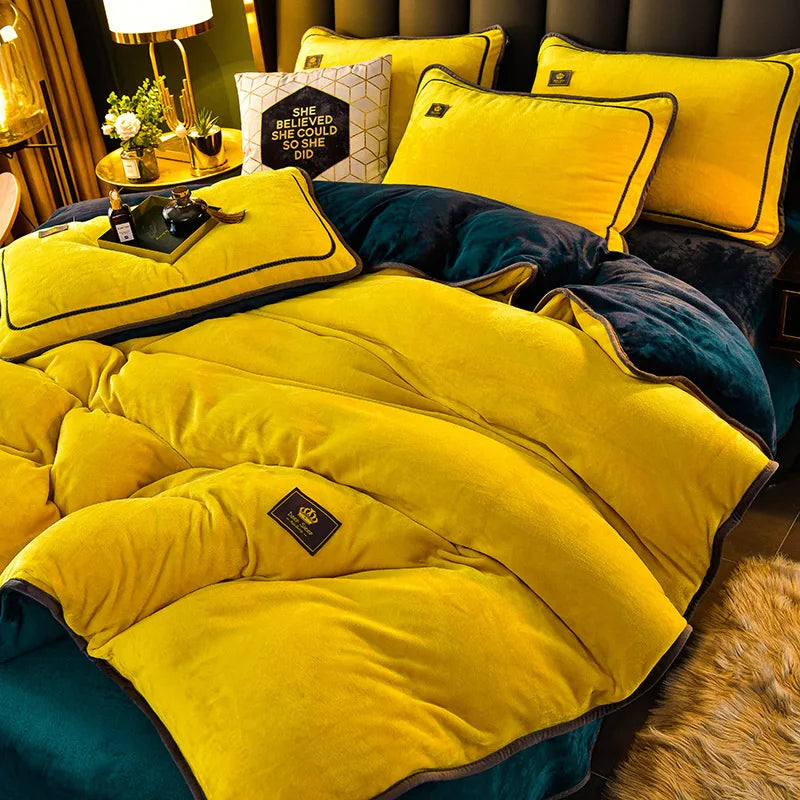 Luxury Milk Fleece High End Ultra-thick Bedding Set