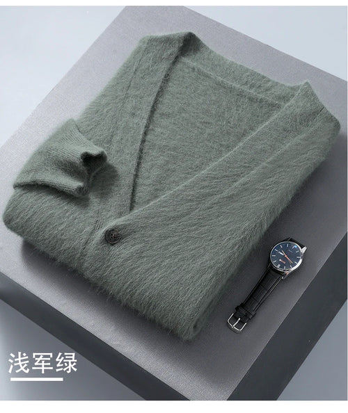 New Men's Cashmere Cardigan V-Neck Long Sleeved 2024 Button