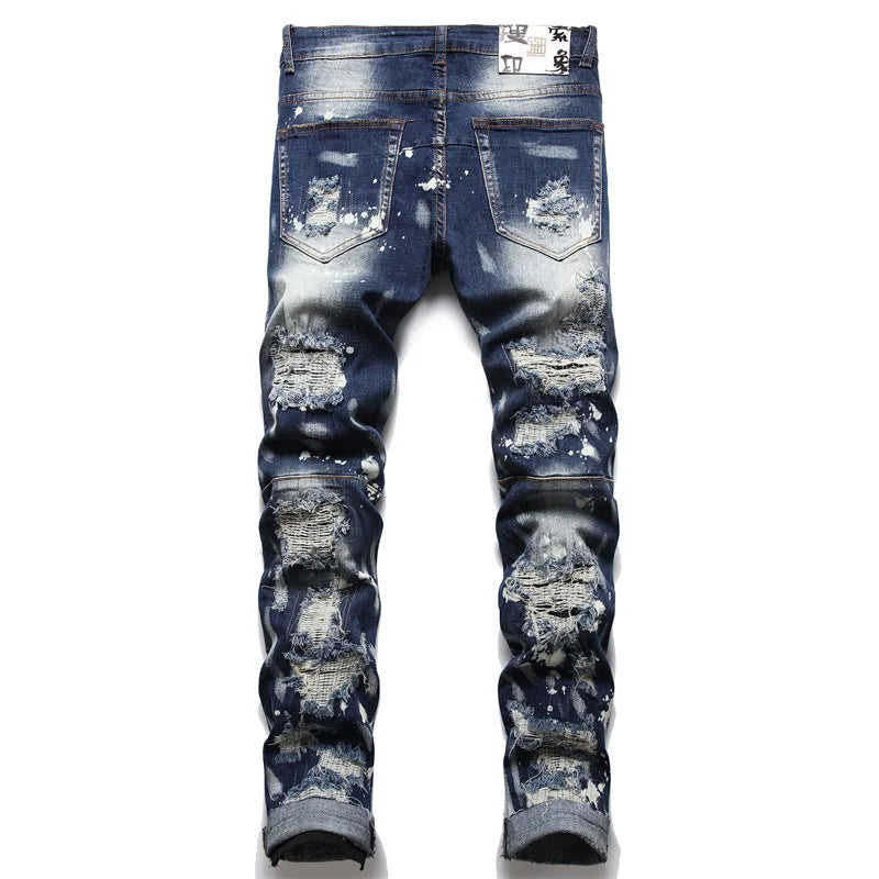 Homme Streetwear Ripped Boyfriend Denim