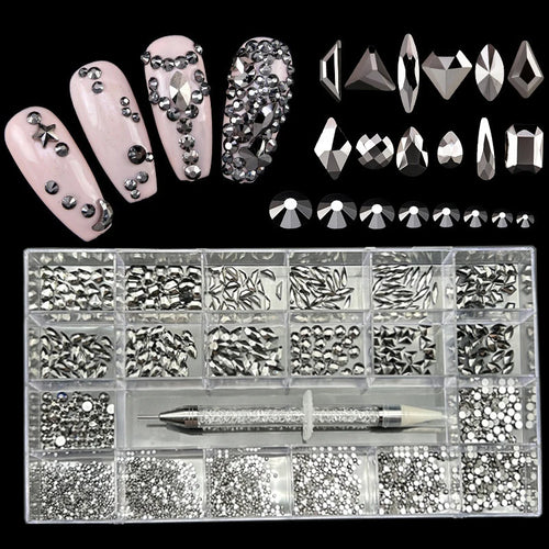 2800pcs Luxury Shiny Diamond Nail Art Rhinestones Crystal Decorations