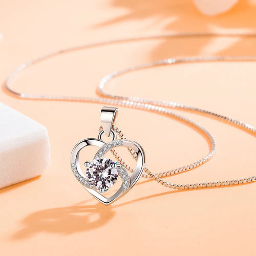 925 Sterling Silver Irregular Heart Moon Necklace