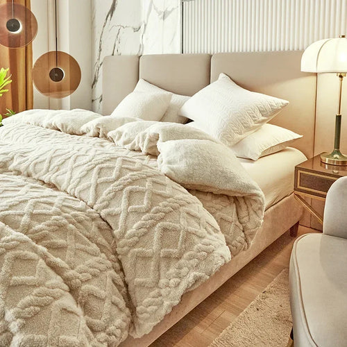Dual Use Artificial Cashmere Duvet Cover Warm Plush Quilt Cover