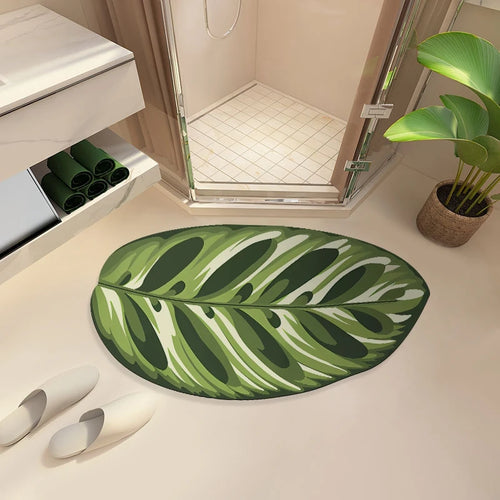 Super Absorbent Non Slip Leaf Shape Bath Mat