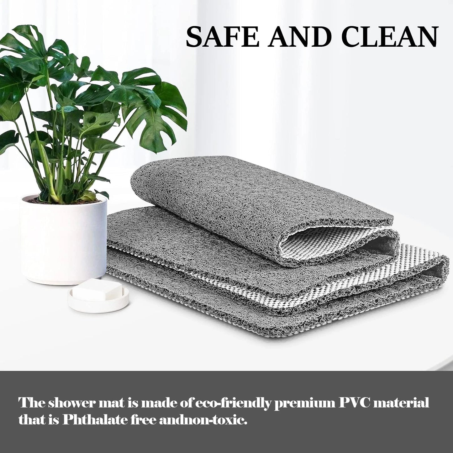 Non-Slip Shower Mat with Quick Drying PVC Loofah