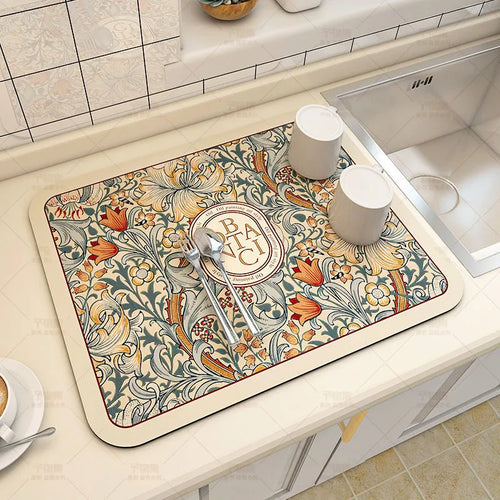 Large Kitchen Super Absorbent Diat. Dish Draining Mat