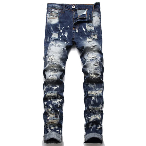Homme Streetwear Ripped Boyfriend Denim