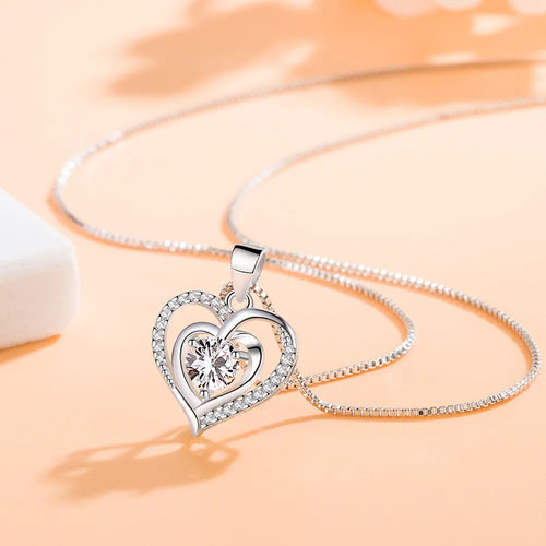 925 Sterling Silver Irregular Heart Moon Necklace