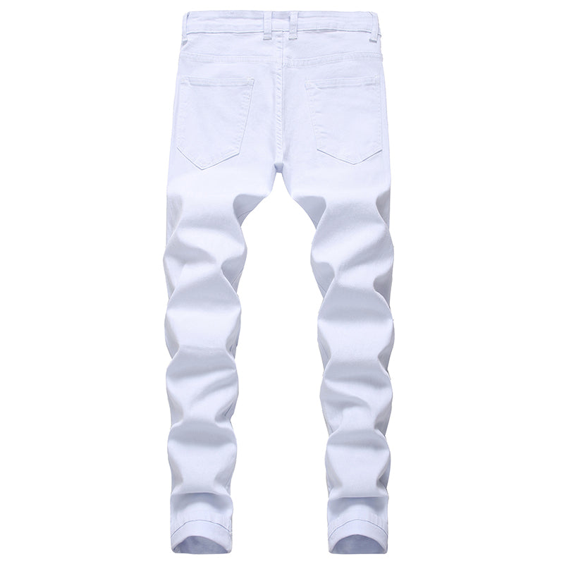 Straight Hole Destruction Distressed Men Denim