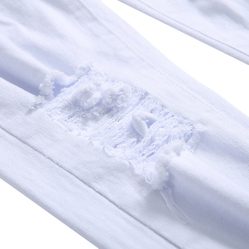 Straight Hole Destruction Distressed Men Denim