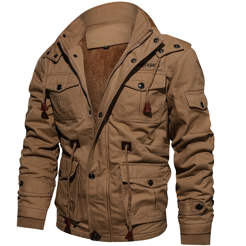 Men Winter Fleece Warm Hooded Thermal Thick Military Jacket
