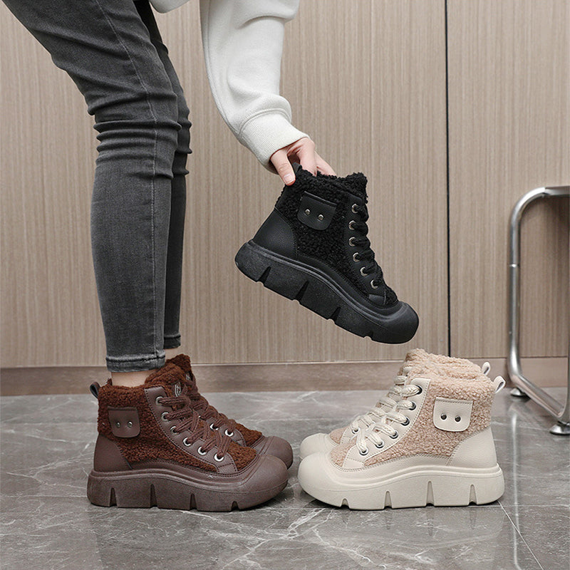 Lace-up High-top Flat Shoes