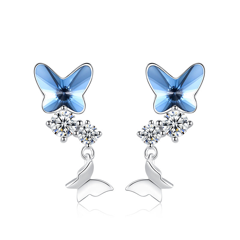 S925 Sterling Silver Butterfly Necklace Simple Pendant