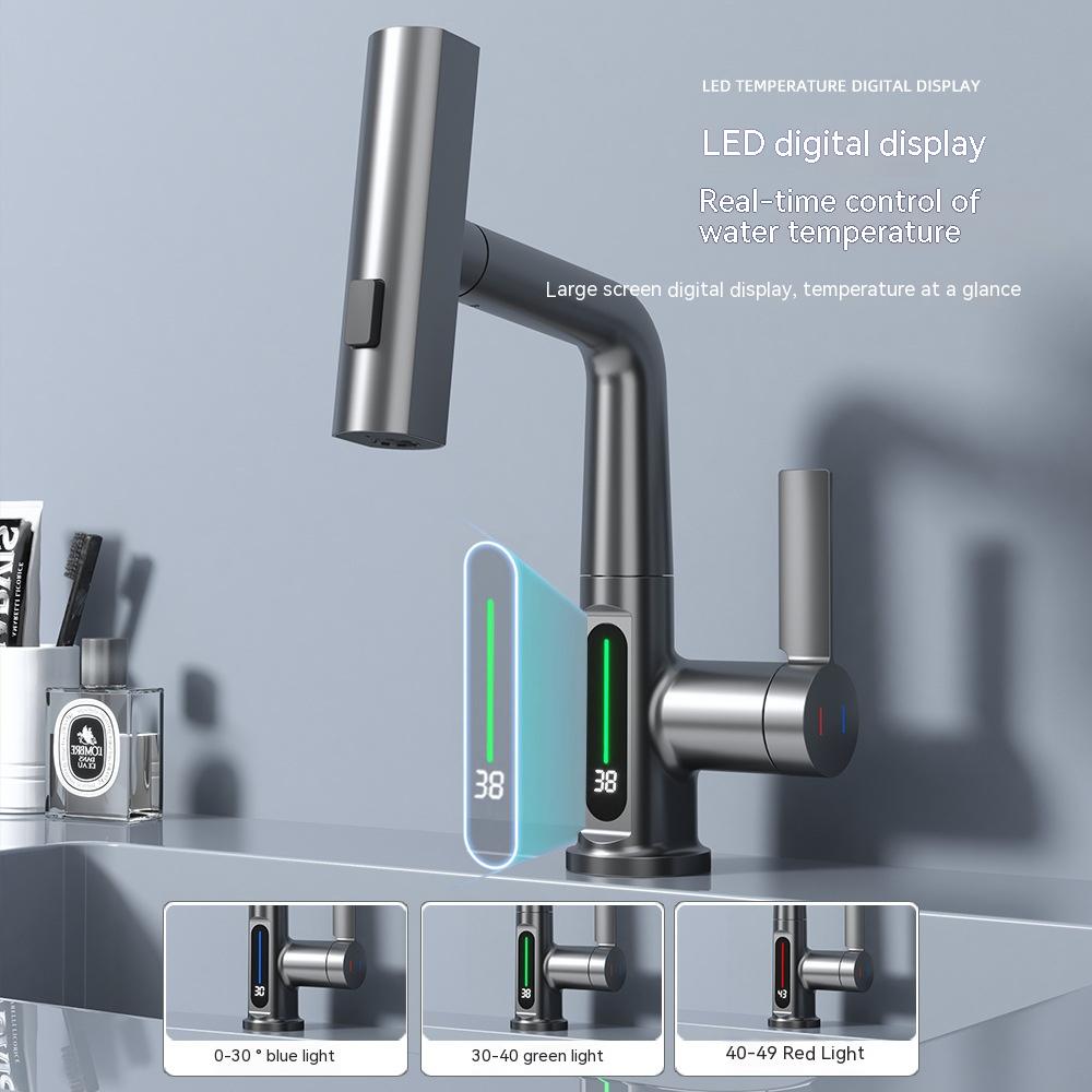 Intelligent Digital Display Pull-out Basin Faucet