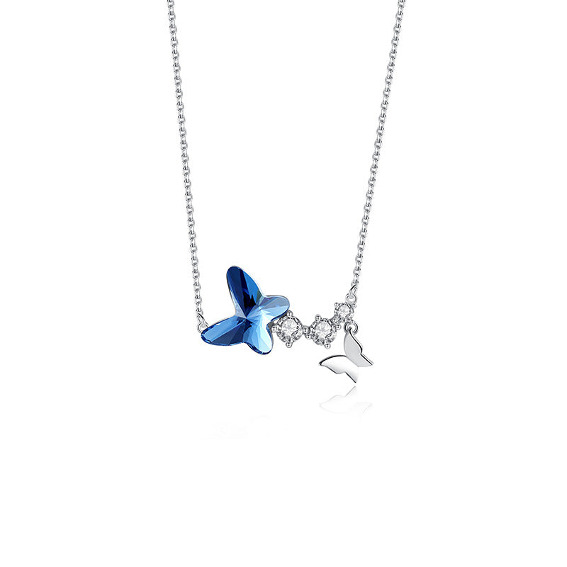 S925 Sterling Silver Butterfly Necklace Simple Pendant