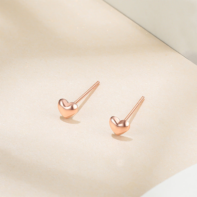 18K Gold Love Stud Earrings AU750 Rose Gold
