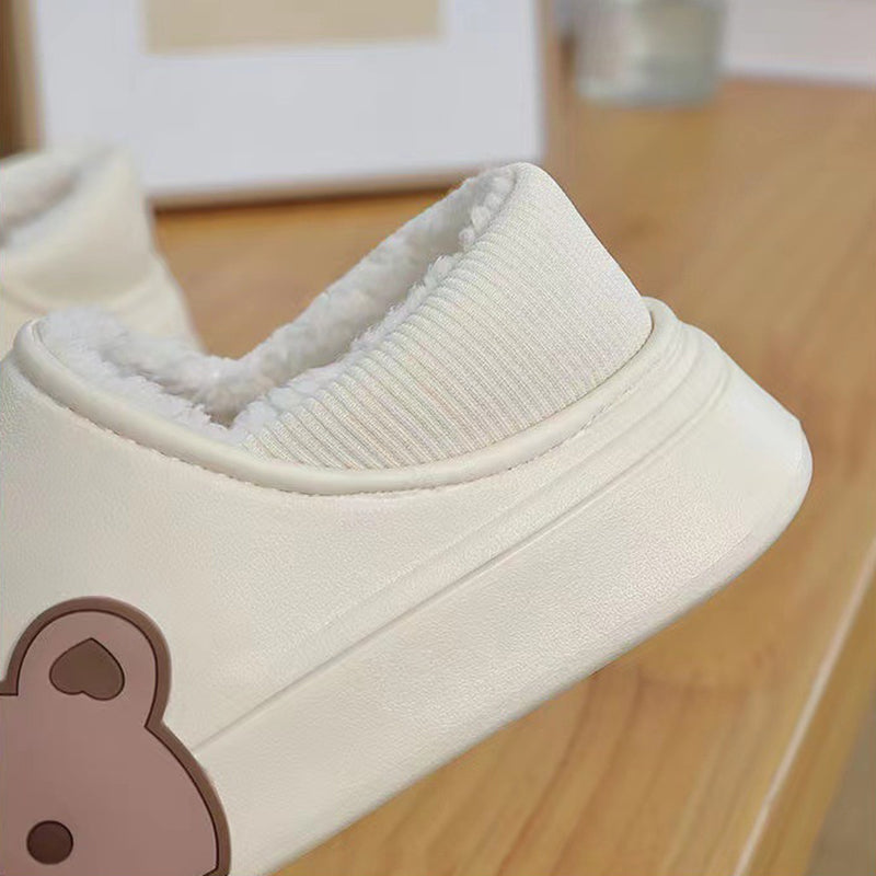 Bear Fluffy Winter House Shoes For Women