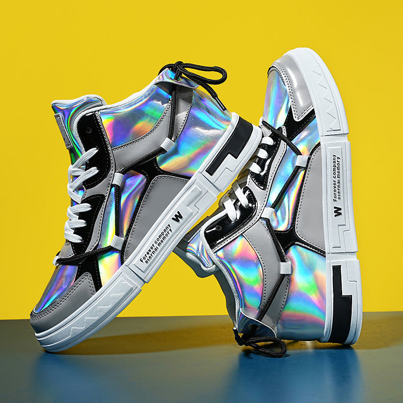 High-top Color Matching Lace Up Sneakers
