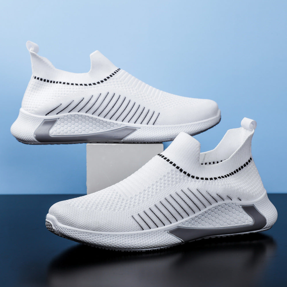 Men Outdoor Breathable Slip-on Mesh Sock Shoes With Striped Design Sneakers