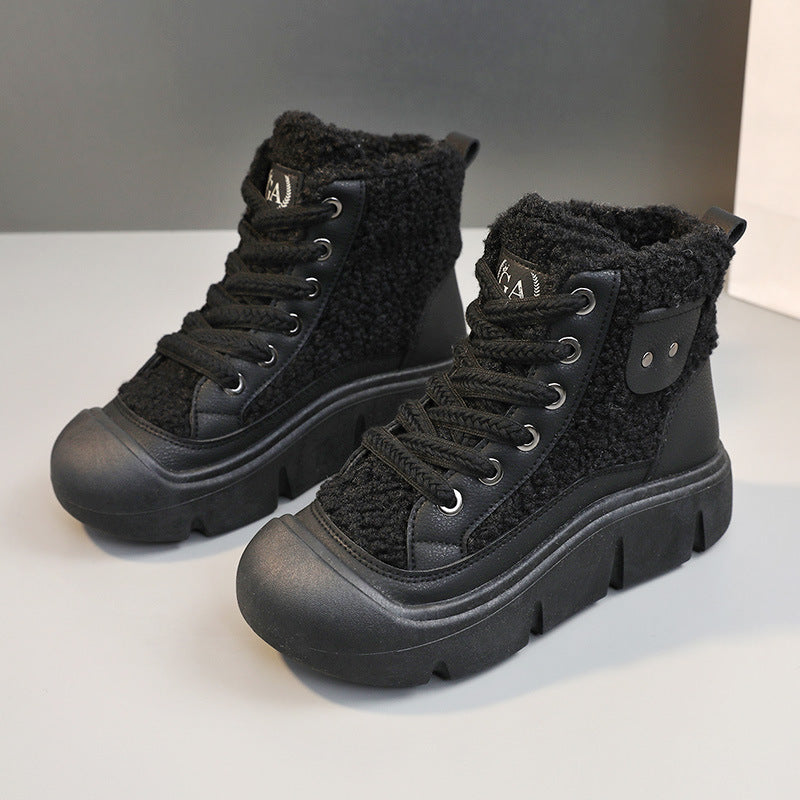 Lace-up High-top Flat Shoes