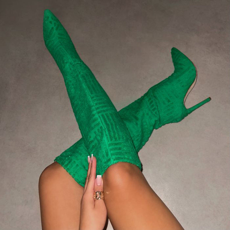 Sexy Suede Pattern High Heel Boots