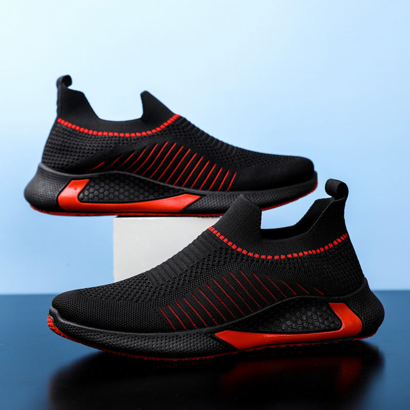 Men Outdoor Breathable Slip-on Mesh Sock Shoes With Striped Design Sneakers