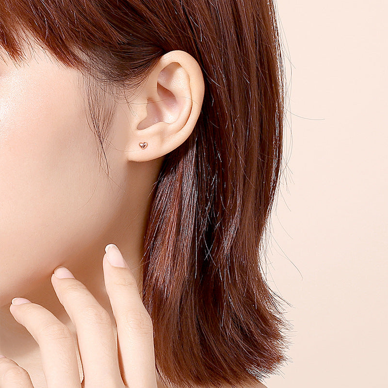 18K Gold Love Stud Earrings AU750 Rose Gold