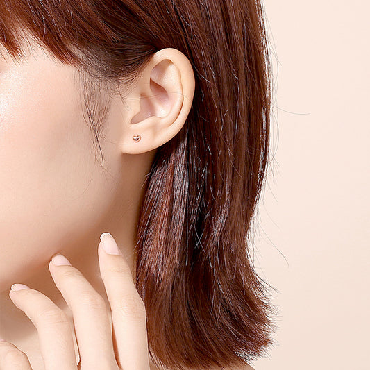 18K Gold Love Stud Earrings AU750 Rose Gold