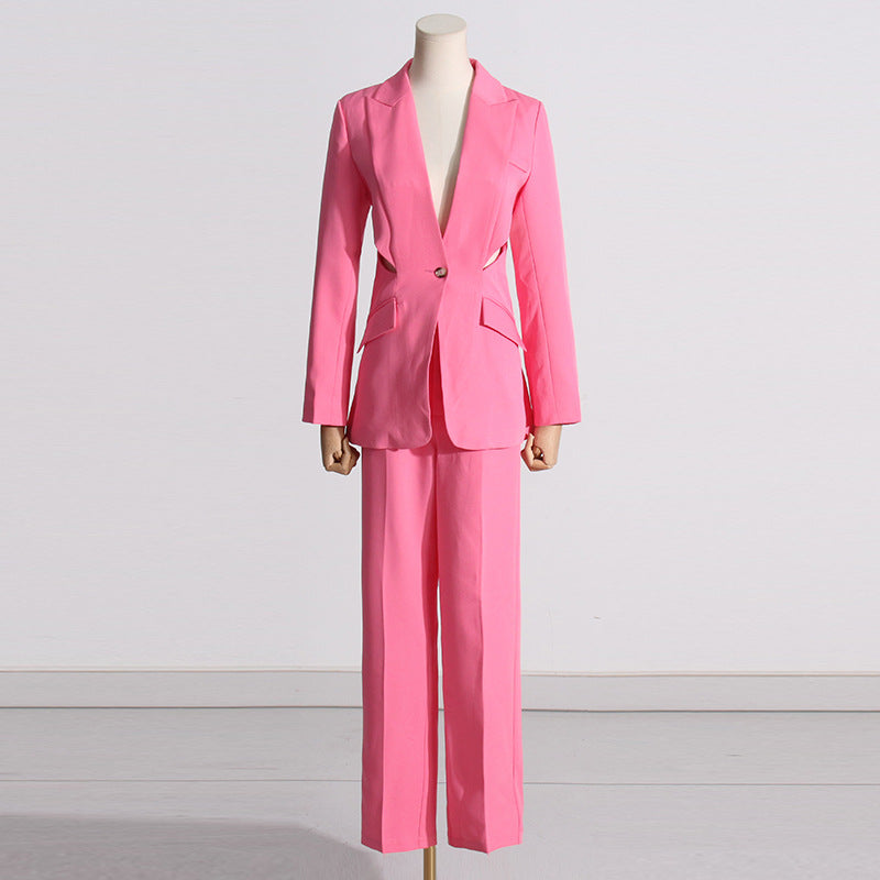Fashion Hollowed-out Slimming Small Suit Leg-showing Pants