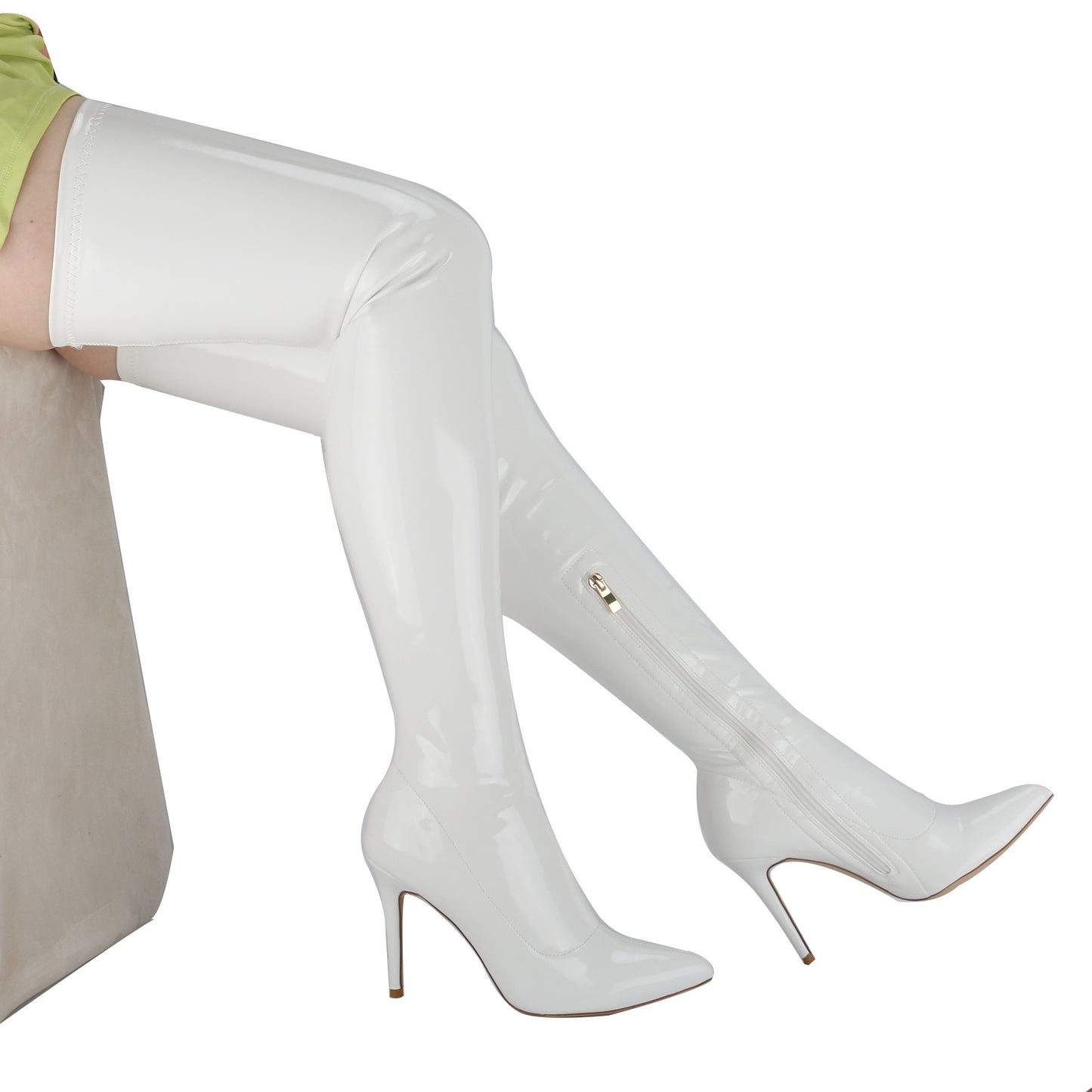 Fashionable Elastic Glossy Slim High Heels Boots