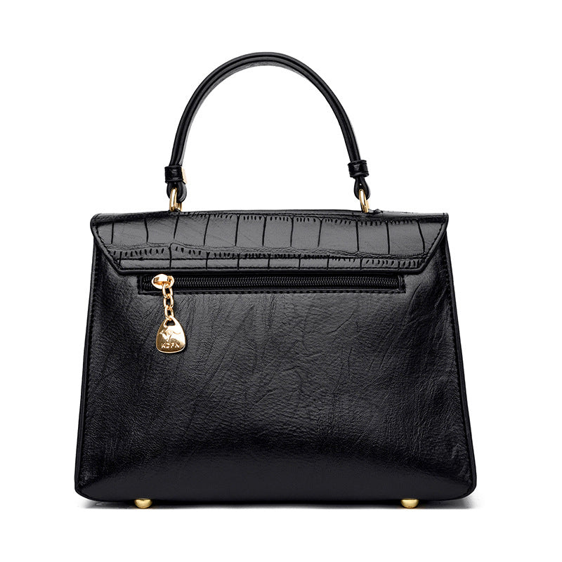 Large Capacity Leather Stone Pattern Shoulder Crossbody Bag