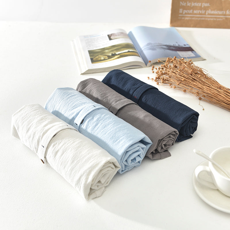 Men's Stand Collar Ice Silk Linen Short Sleeve T-shirt