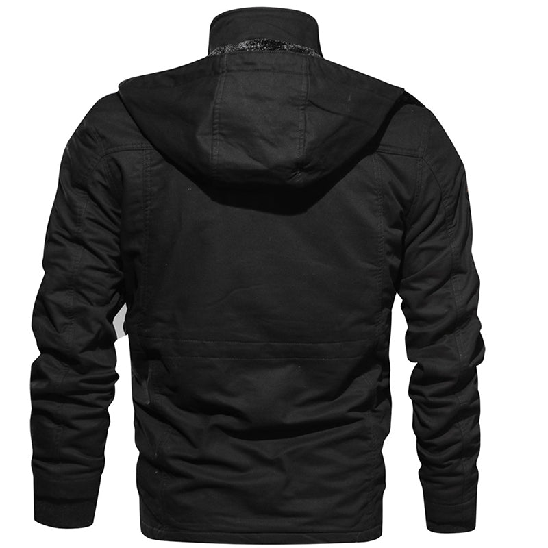 Men Winter Fleece Warm Hooded Thermal Thick Military Jacket