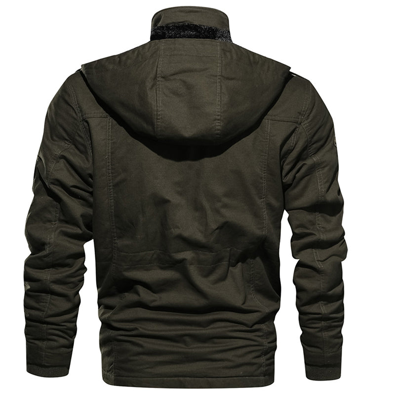 Men Winter Fleece Warm Hooded Thermal Thick Military Jacket