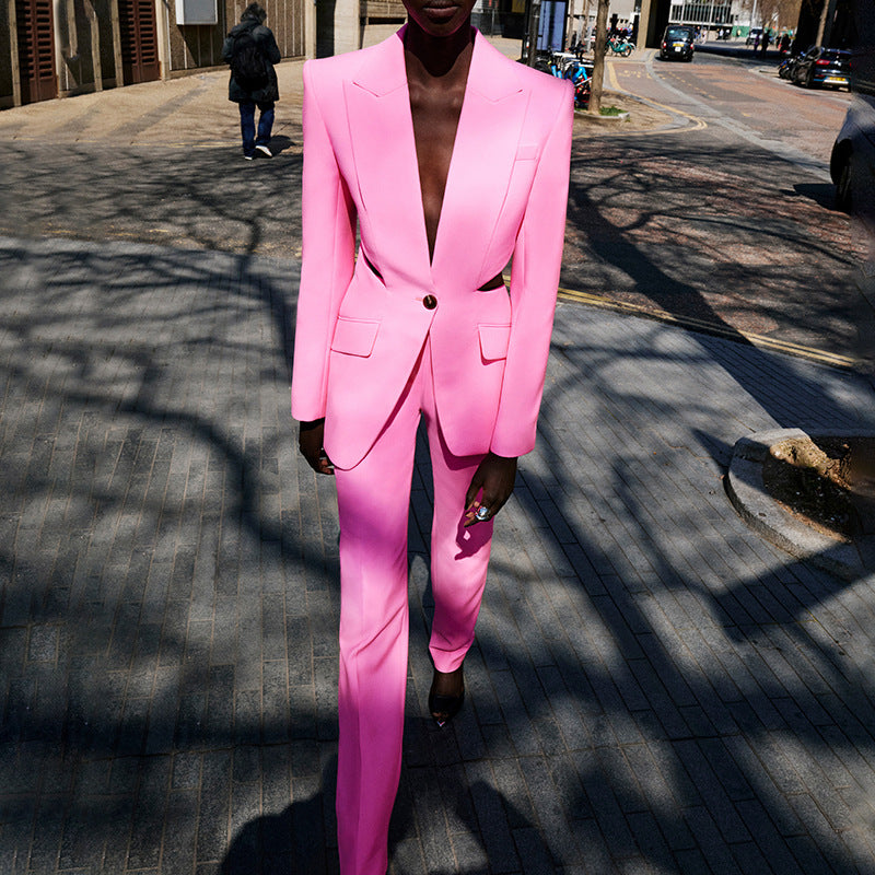 Fashion Hollowed-out Slimming Small Suit Leg-showing Pants