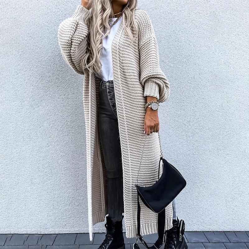 Women's Mid-length Puff Sleeve Cardigan
