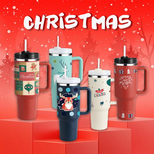 Joyful Sips Anywhere: 40oz Holiday Stainless Steel Mug