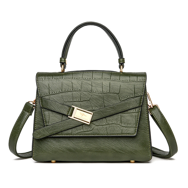 Large Capacity Leather Stone Pattern Shoulder Crossbody Bag