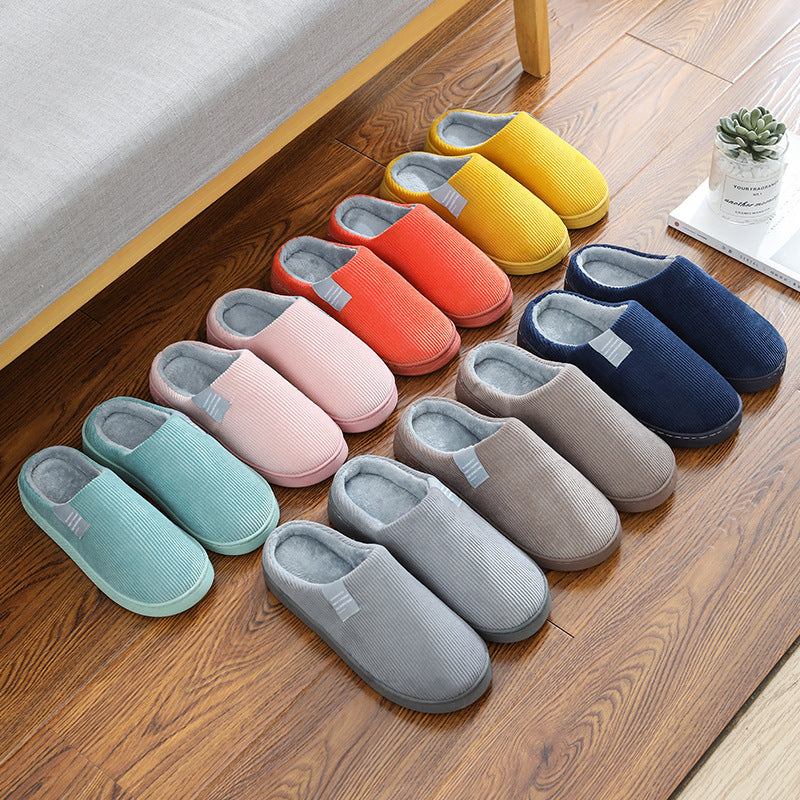 Couple Corduroy Slippers Home Shoes