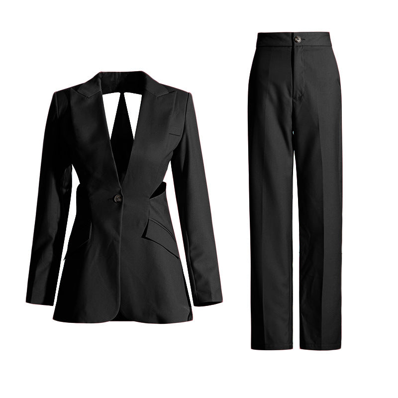 Fashion Hollowed-out Slimming Small Suit Leg-showing Pants
