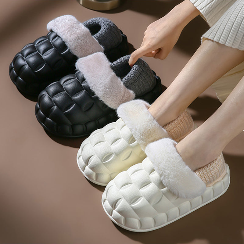 Women Bubble Shoes With Foldable Heel Warm Indoor House Slippers