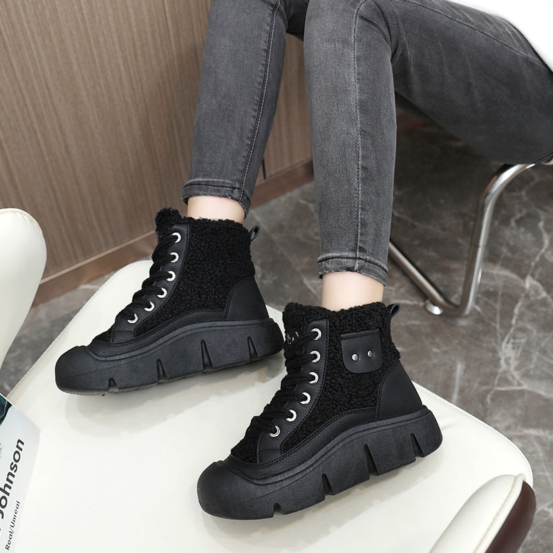 Lace-up High-top Flat Shoes